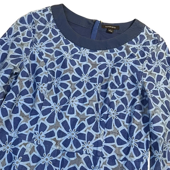 Lands End Floral Blue Sheath Dress Size 8 - Picture 3 of 6